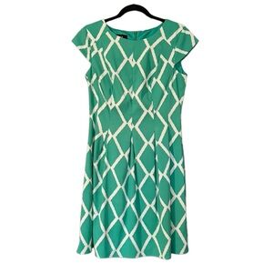 AGB‎ Green White Sleeveless Dress Zip Back | Women’s Size 10
